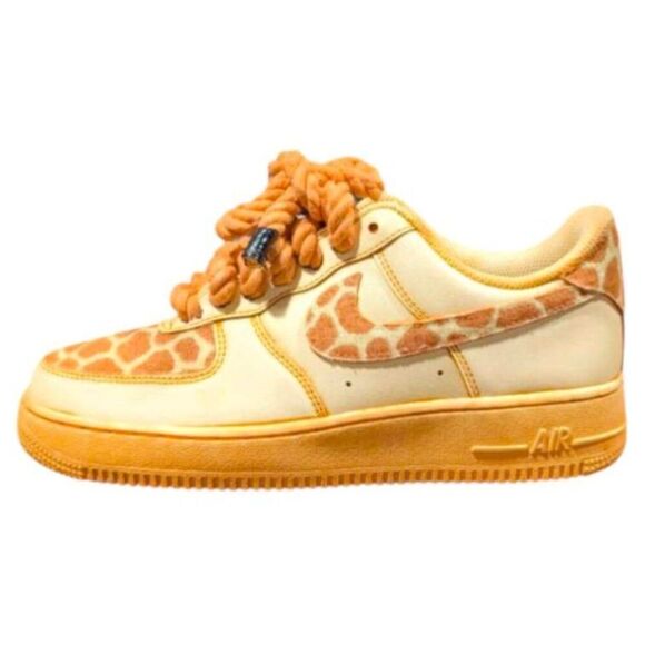 NIKE Air Force 1 Low Custom Orange Dip Dye Rope Lace Sneakers Size 8.5 - Picture 1 of 9
